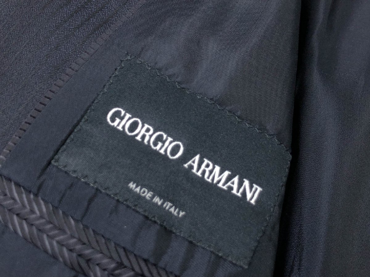 【ジョルジオアルマーニ GIORGIO ARMANI】 シングル2ボタンスーツ (メンズ) size44 ネイビー系 ストライプ柄 KSGS40 KS833 伊製◇33RMS2398　【中古】