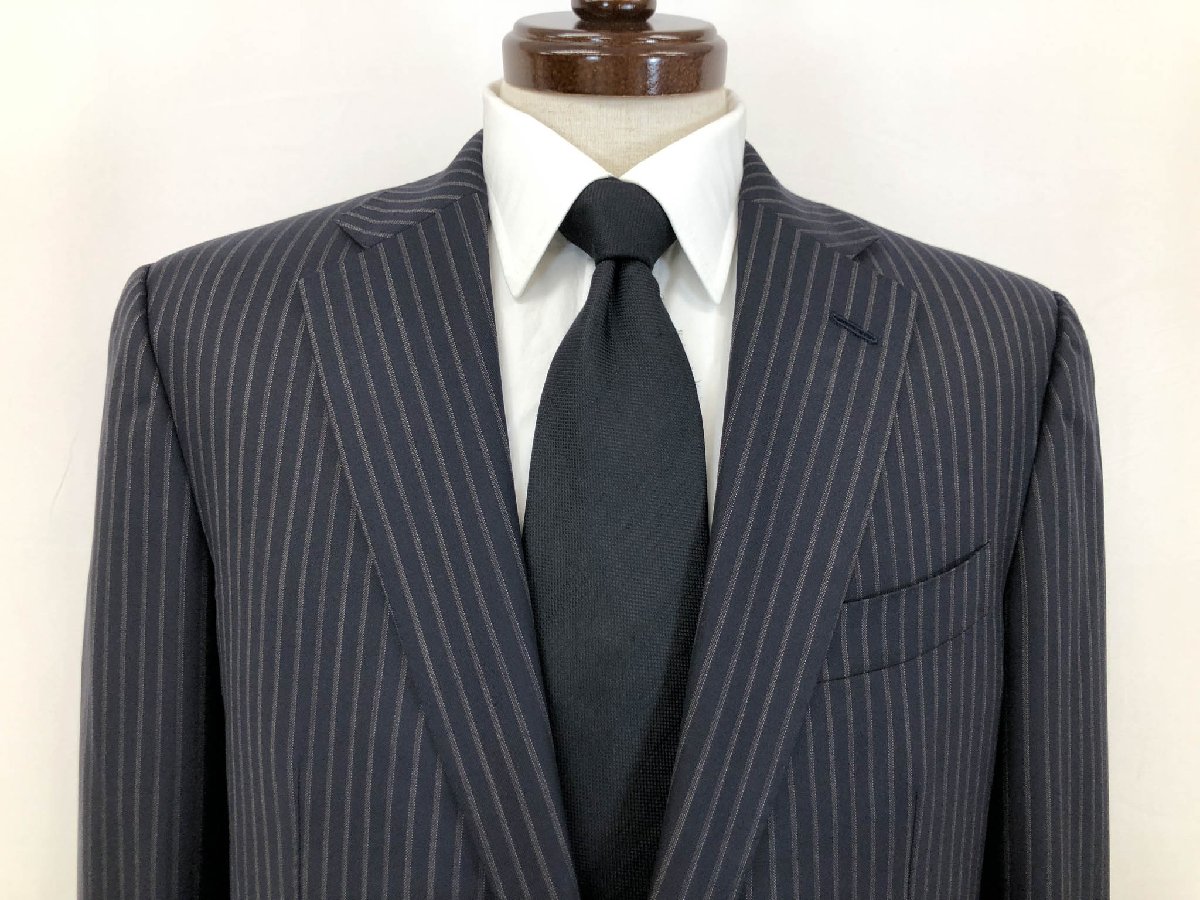 【Ermenegildo Zegna couture エルメネジルドゼニアクチュール】21FAN1 90着限定 2B スーツ (メンズ)48/6DROP 紺 ストライプ柄◇32RMS2386　【中古】
