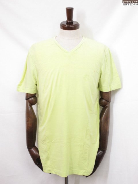 【アルマーニコレツィオーニ】3XCT56 CJ4GZ ワンポイントロゴ Vネック 半袖カットソー Tシャツ (メンズ) sizeL/M イエロー系 ◇17MT6...