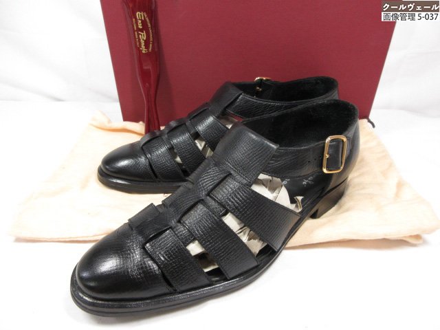 極美品 【エンツォボナフェ Enzo Bonafe】 エディフィス別注 レザー グルカサンダル 紳士靴 (メンズ) size6 ブラック ◇37MZA8205◇...