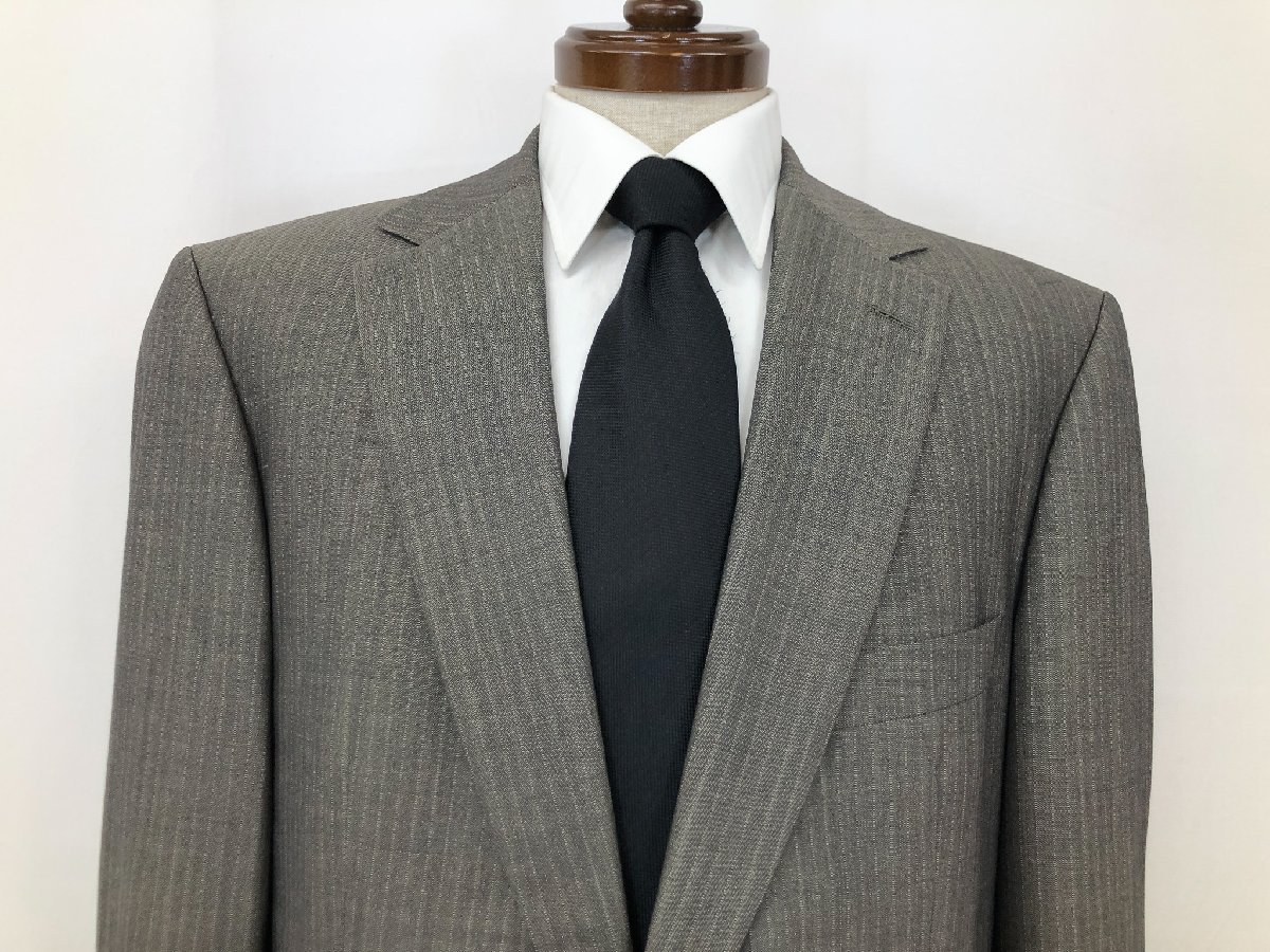 【BOSS ヒューゴボス HUGO BOSS】ウール100％ シングル2ボタン ストライプ柄 スーツ (メンズ) size52 ブラウングレー系 ◇35RMS2513◇　【中古】