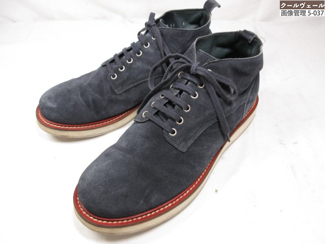 美品 【ダンヒル dunhill】 スエードレザー 6ホール ハイカット ブーツ シューズ 紳士靴 (メンズ) size42 ネイビー系 ◇37MZA8209◇...
