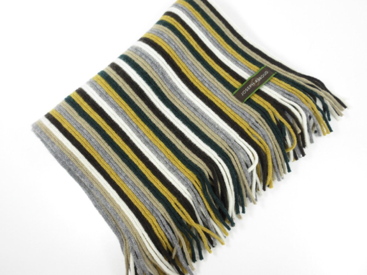 超美品【ジョセフアブード JOSEPH ABBOUD】 編み柄 ロングフリンジマフラー ストール (メンズ) マルチカラー イタリア製 ◇33ME7831◇ 【中古】