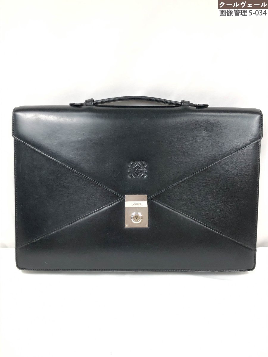 【ロエベ LOEWE】 アナグラム レザー ブリーフケース 書類かばん (メンズ) ブラック ◇5MG3140◇　【中古】