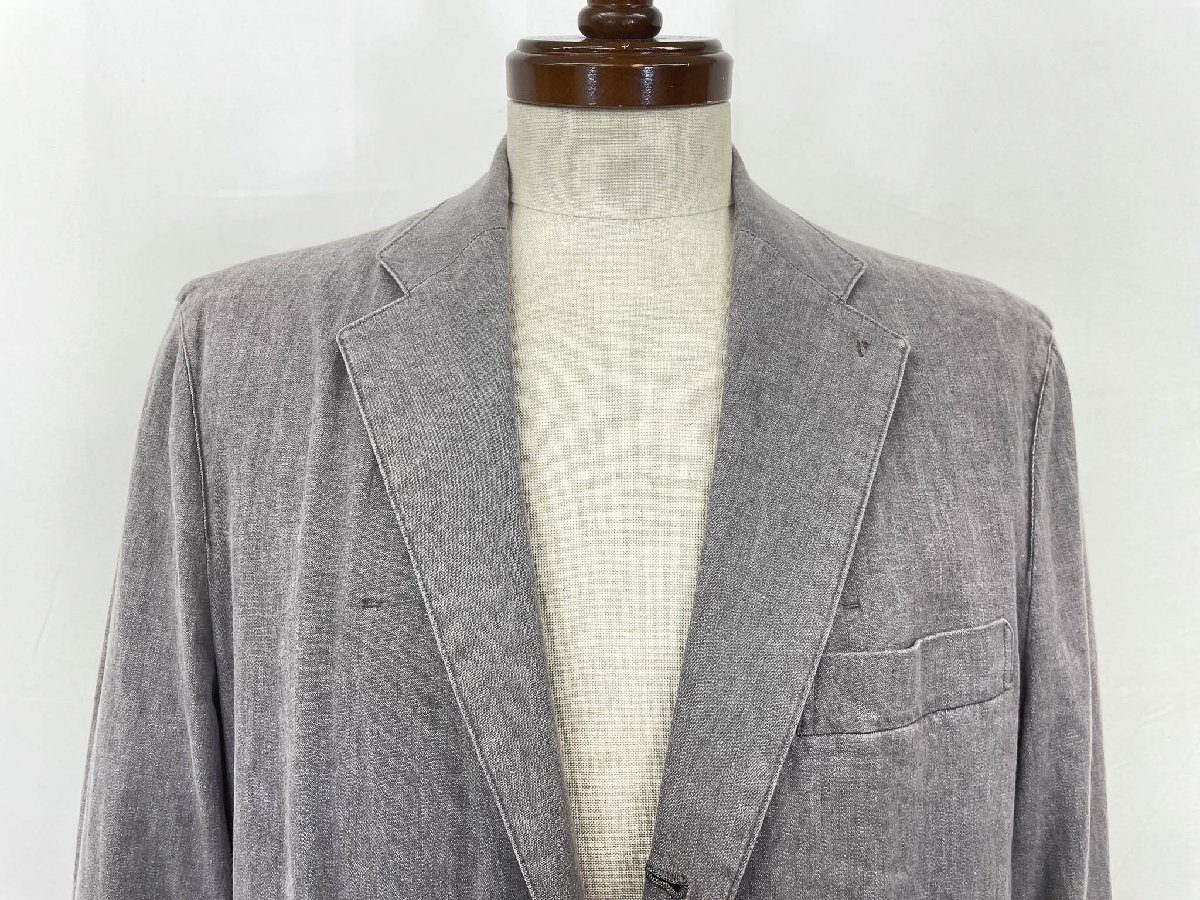 超美品【パパス Papas】 リネン混 ストレッチ シングル3ボタン段返りスーツ (メンズ) size48/52 グレー系 D0471FJ 114 ◇33RMS2766◇　【中古】