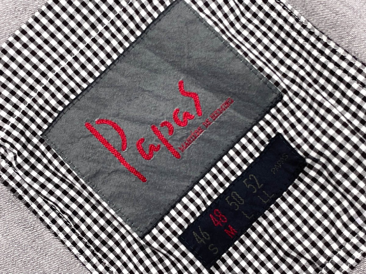 超美品【パパス Papas】 リネン混 ストレッチ シングル3ボタン段返りスーツ (メンズ) size48/52 グレー系 D0471FJ 114 ◇33RMS2766◇　【中古】