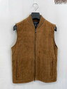 【ブルックスブラザーズ BROOKS BROTHERS】やぎ革 リブ切替 中綿入りスエードレザーベスト ジレ (メンズ) sizeS ブラウン系 ◇17MB5110◇【中古】