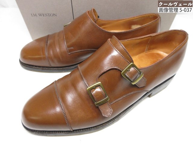 美品 【JMウエストン J.M.WESTON】 537 ダブルモンクストラップ キャップトゥシューズ 紳士靴 (メンズ) size5.5D ブラウン系 ◇37M...