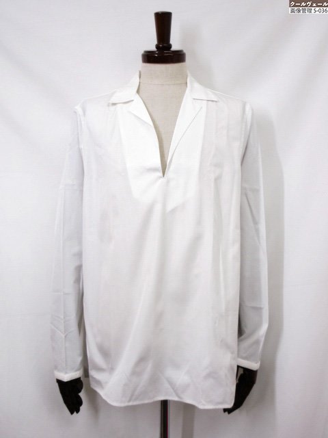 美品【KNOTT ノット】 コットン100％ オープンカラー 長袖プルオーバーシャツ (メンズ) size2 ホワイト 無地 57-01-81-01005 ◇33MK6342◇　【中古】