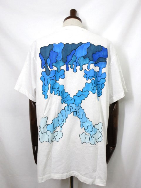 【Off-White オフホワイト】ブルーマーカー ビッグシルエット プリント半袖Tシャツ (メンズ) sizeXS ホワイト OMAA038S21JER001...