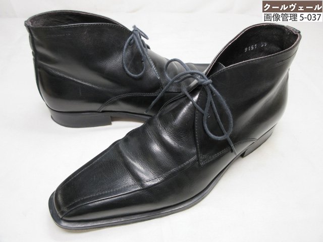 【プレディビーノ PREDIBINO】 レザー チャッカブーツ 外羽根 2アイレット 紳士靴 (メンズ) size39 ブラック ◇37MZA8389◇ 【中古...