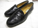 超美品 【コールハーン COLE HAAN】 BRAGANO クロコダイルレザー コインローファー スリッポン 靴 (メンズ) size9M ブラック ◇37M...