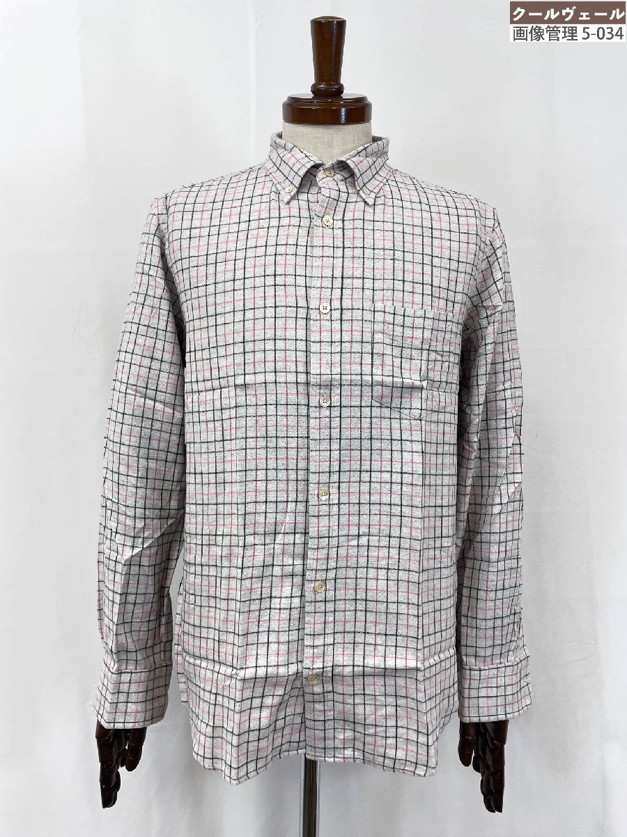 未使用【パパスプラス PAPASPLUS】 D040CFBN011 コットン100% チェック柄 長袖シャツ (メンズ) sizeM グレー系 ◇38MK643...