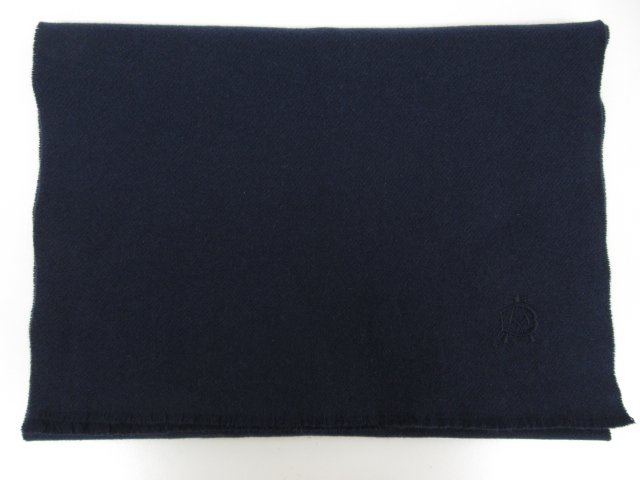 超美品 【ダンヒル dunhill】 カシミヤ100％ 大判 ストール マフラー (メンズ) ネイビー 英国製 ■10ME6719■　【中古】