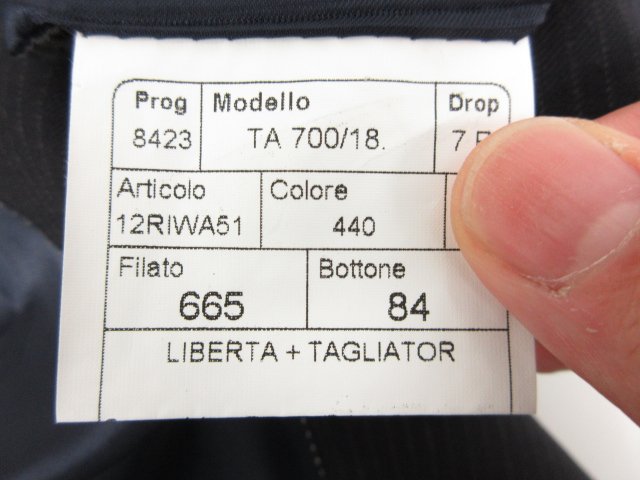 未使用【TAGLIATORE NAPOLI 1939 タリアトーレ】 SUPER100's 3ボタン スーツ (メンズ) 46 ネイビー系 ストライプ 伊製 TA700/18■27SLJ0642　【中古】
