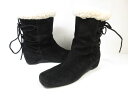 極美品 【ハッシュパピー Hush Puppies】 0809L-6761 スエード ショートブーツ 靴 (レディース) size23.5 ブラック □30LZ...