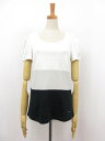 美品【トゥービーシック TO BE CHIC】 コットン素材 切替デザイン 半袖Tシャツ (レディース)size2 白×紺×ラメ W5P64-371-05□33...