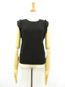 超美品 【フォクシー FOXEY】 ノースリーブ 袖フリルデザインニット (レディース) size40 ブラック 37062-KATFI405NMF2 □30L...
