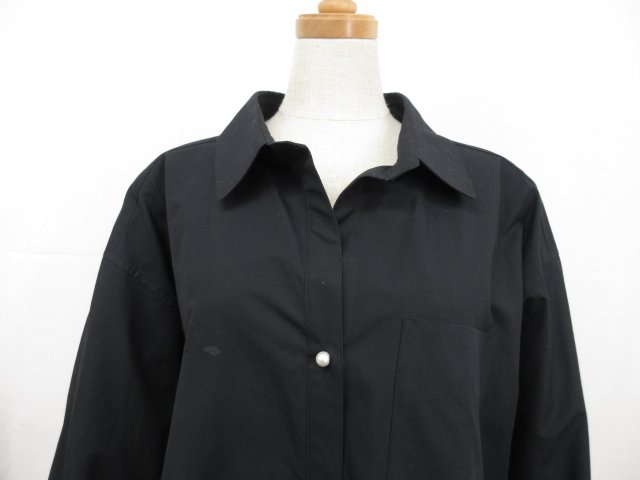 【Spick & Span スピックアンドスパン】16-040-200-3120-3-0 パールボタン シャツワンピース (レディース) ブラック ◯17LO3597◯　【中古】