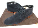 未使用 【トッズ TOD'S】 スエードレザー 2アイレット プレーントゥ チャッカブーツ 紳士靴 (メンズ) size7 ネイビー系 ◯30MZA6975◯ ...