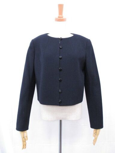 超美品【ハロッズ Harrods】ショート丈 起毛生地 ノーカラージャケット (レディース) size2 濃いめのネイビー系 ◯17LJ1293○ 【中古】 超美品【ハロッズ Harrods】ショート丈 起毛生地 ノーカラージャケット (レディース) size2 濃いめのネイビー系 ◯17LJ1293○ 【中古】