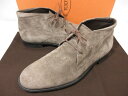 極美品 【トッズ TOD'S】 スエードレザー プレーントゥ チャッカブーツ 紳士靴 (メンズ) size6A グレーブラウン系 ◯30MZA7146◯【中古】