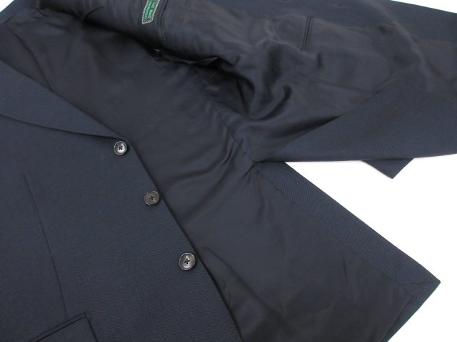 超美品【Belvest ベルベスト】A795 Super120’s 3ボタン スーツ (メンズ) size52/7R ネイビー系 バーズアイ織柄 イタリア製 ◯32RMS0884◯【中古】