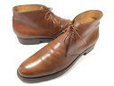 【サントーニ Santoni】 レザー プレーントゥ 3アイレット チャッカブーツ 紳士靴 (メンズ) size7.5E ブラウン系 ◯30MZA7176◯ 【...