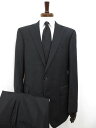 美品【銀座グローバルスタイル】ゼニア生地 シングル2ボタン スーツ (メンズ) 50〜52相当 ブラック 黒無地 冠婚葬祭 ◯17RMS0991◯ 【中古】