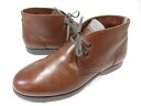 超美品 【Ferragamo WORLD フェラガモワールド】 TV25087 レザー チャッカブーツ 紳士靴 (メンズ) size7EE/EEE ブラウン系 ...