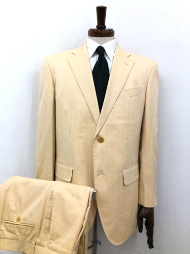 美品【ランバンコレクション LANVIN COLLECTION】 シルク混 ストライプ織柄 2Bスーツ (メンズ) R48-45 ベージュ系 188-418 331◯33RMS1045 【中古】 美品【ランバンコレクション LANVIN COLLECTION】 シルク混 ストライプ織柄 2Bスーツ (メンズ) R48-45 ベージュ系 188-418 331◯33RMS1045 【中古】