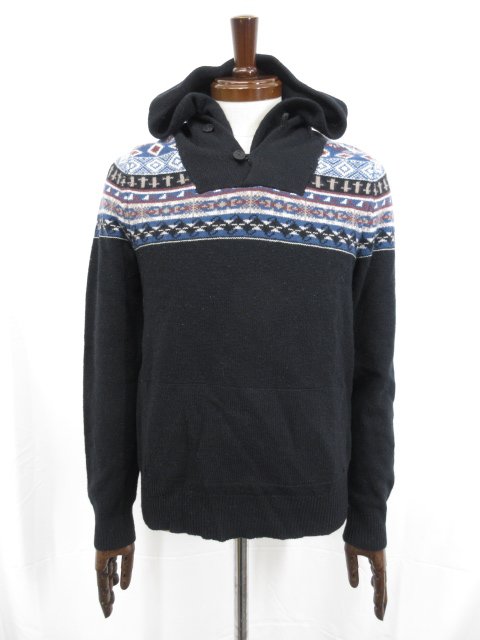 美品【Opening Ceremony オープニングセレモニー】KRYUBA0030 素敵な編み柄 長袖ニット (メンズ) sizeS ブラック系 ◯35MN5...