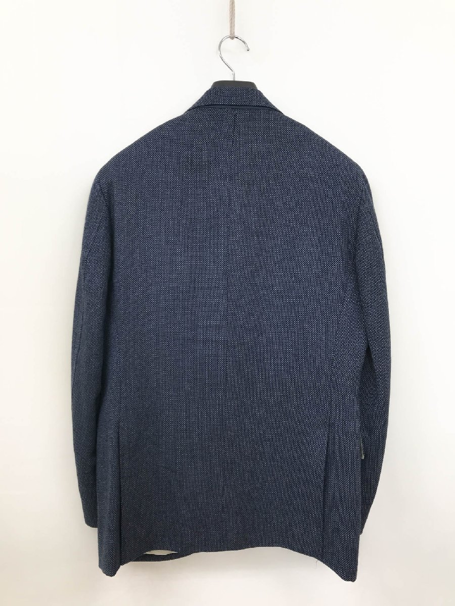 【Paul Stuart ポールスチュアート】J1D10-251-28 シングル2ボタン バーズアイ風織柄ジャケット (メンズ) size48R ネイビー系 ◯17MJ0186◯　【中古】