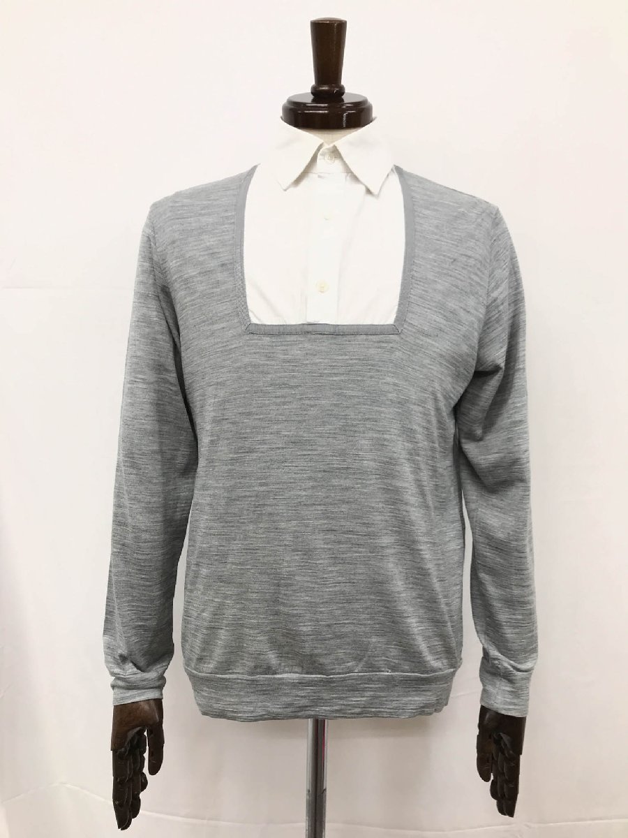 【kolor カラー】19WCM-B04115 ニット カットソー ロングスリーブ 長袖シャツ (メンズ) size1 ライトグレー×ホワイト系 ◯35MT56...