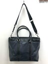 【コーチ COACH】 バイカラー シボレザー トートバッグ 2WAYショルダーバッグ (メンズ) ネイビー×ブラック ○5MG3040◯ 【中古】