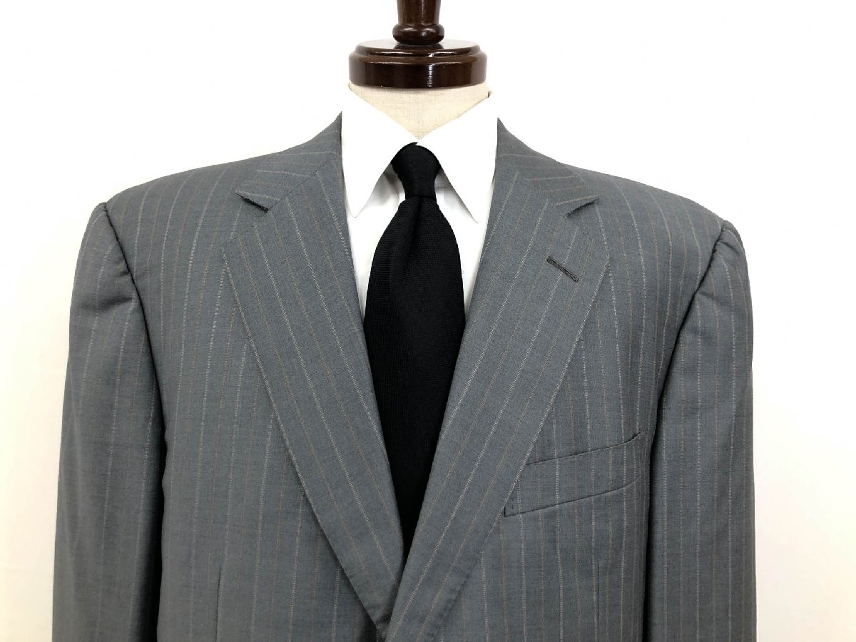 超美品【エルメネジルドゼニア】 2512SA ス・ミズーラ トロフェオ生地 2Bスーツ (メンズ) size54R グレー系 ストライプ柄 ◇33RMS1641◇　【中古】