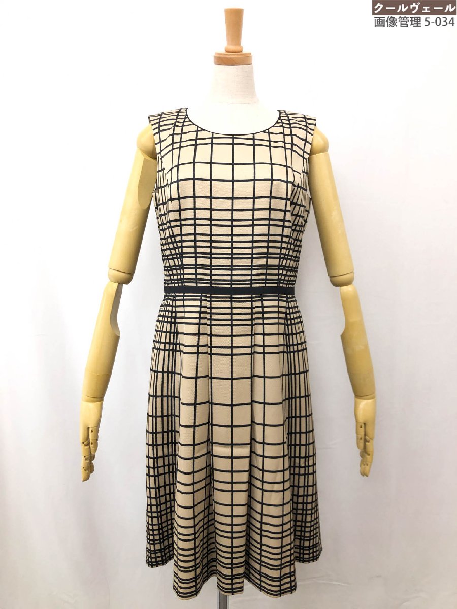 超美品【ハロッズ Harrods】15508721 チェック柄 ノースリーブワンピース (レディース) size2 ベージュ系×ブラック ◇17LO3761◇ ...