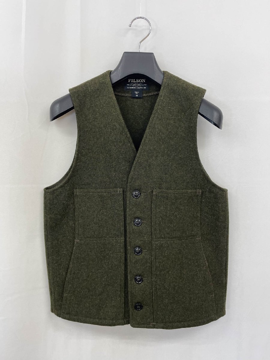 未使用【FILSON フィルソン】121711010055 マッキーノ ウール肉厚起毛生地 ベスト ジレ (メンズ) sizeXS カーキ系 USA製 ◇17M...