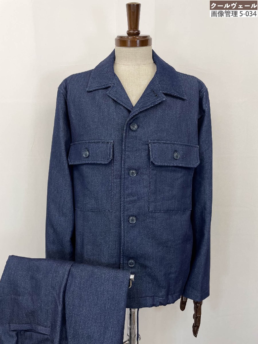 極美品【three dots スリードッツ】 デニム調 セットアップ ブルゾン (メンズ) sizeM インディゴブルー系 Y892 DL701M ◇33RMS2764◇　【中古】