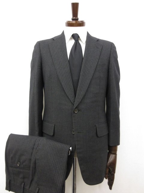 【ポールスチュアート Paul Stuart】ウール素材 シングル2ボタン スーツ (メンズ) sizeA4 ダークグレー系 ストライプ柄 □32RMS0419□【中古】