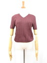 未使用品【ブラダ PRADA】ETT0001 24653 カシミヤ混 Vネック ハイゲージ 半袖ニット (レディース) size40 ワインレッド系 伊製□35...