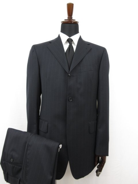 未使用 【TAGLIATORE NAPOLI 1939 タリアトーレ】 シングル3ボタン スーツ (メンズ) 48 ネイビー系 ストライプ 伊製 TA700/18 ◯27SLJ0617 【中古】