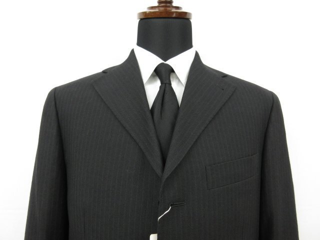 未使用 【TAGLIATORE NAPOLI 1939 タリアトーレ】 シングル3ボタン スーツ (メンズ) 50 ブラック ストライプ織 伊製 TA800/18 ◯27SLJ0593【中古】