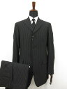 未使用 【TAGLIATORE NAPOLI 1939 タリアトーレ】 シングル3ボタン スーツ (メンズ) 50 ブラック ストライプ 伊製 TA800/18...