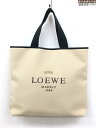 【LOEWE ロエベ】 キャンバス ロゴ トートバッグ (メンズ/レディース) ベージュ×ブラック ○5LG3090○【中古】