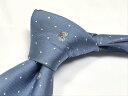 【ポールスミス Paul Smith British collection】 ドット&自転車刺繍柄 シルクネクタイ (メンズ) ライトブルー系 ◇3MM8391◇ 【中古】