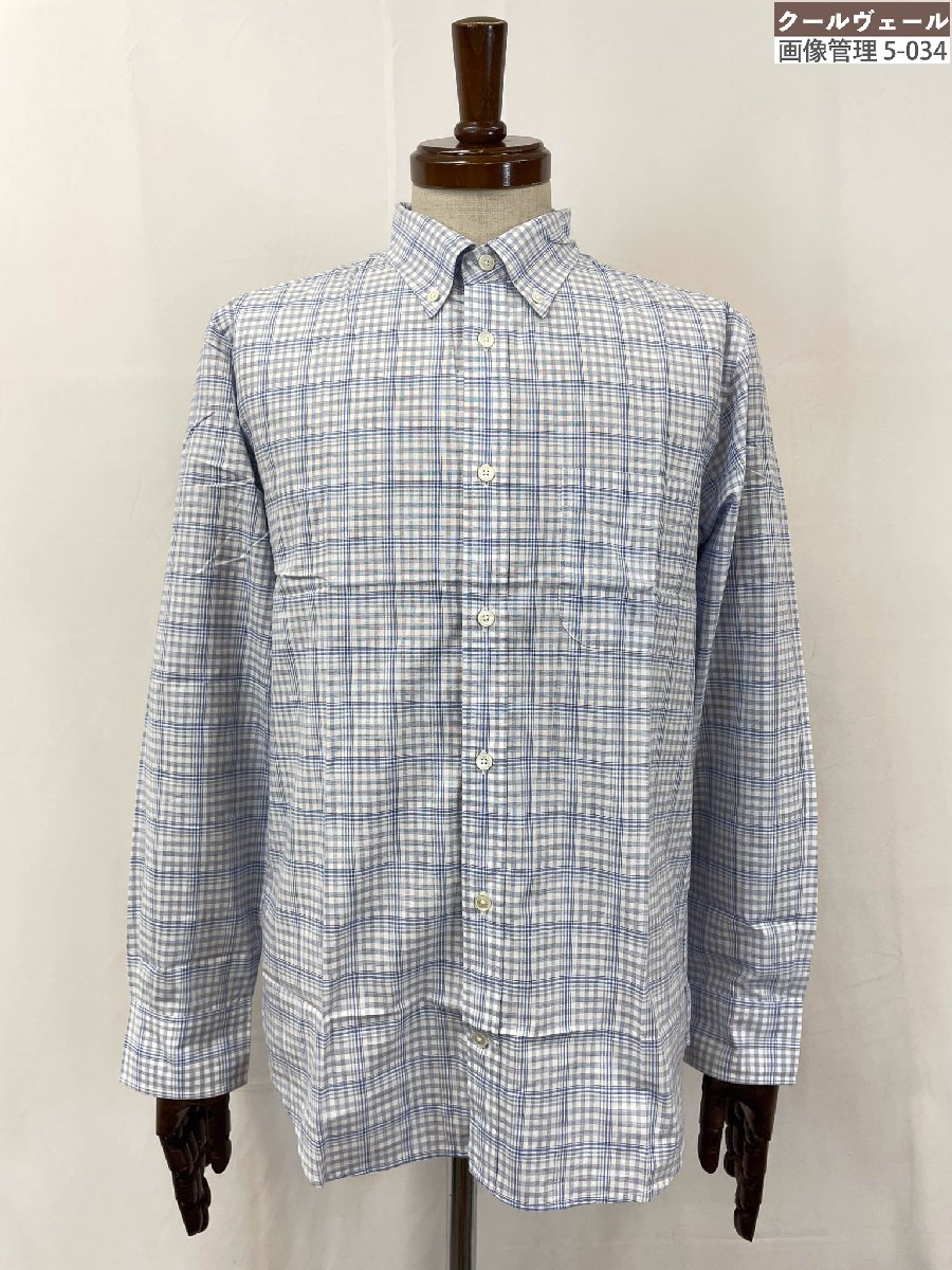 美品【パパスプラス PAPASPLUS】 D041AFBC007 ボタンダウン チェック柄 長袖シャツ (メンズ) size48/M ブルー系 ◇38MK643...