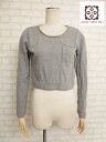 ■LT1616■ 【H&M エイチアンドエム DIVIDED】【ゴールドのチェーン装飾♪】 ショート丈 長袖カットソー size32 グレー 【中古】