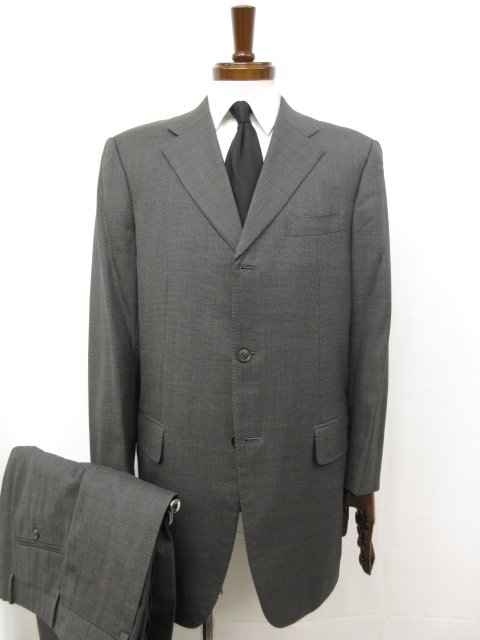 【allegri アレグリ】4WD28-736-08 シングル3ボタン スーツ (メンズ) size50L ミディアムグレー系 ナチュラルな織柄 ◯32RMS0489◯【中古】