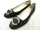 超美品 【オデットエオディール ODETTE E ODILE】 キャンバス アーモンドトゥ パンプス 靴 (レディース) size23 ブラック ◯30LZ48...